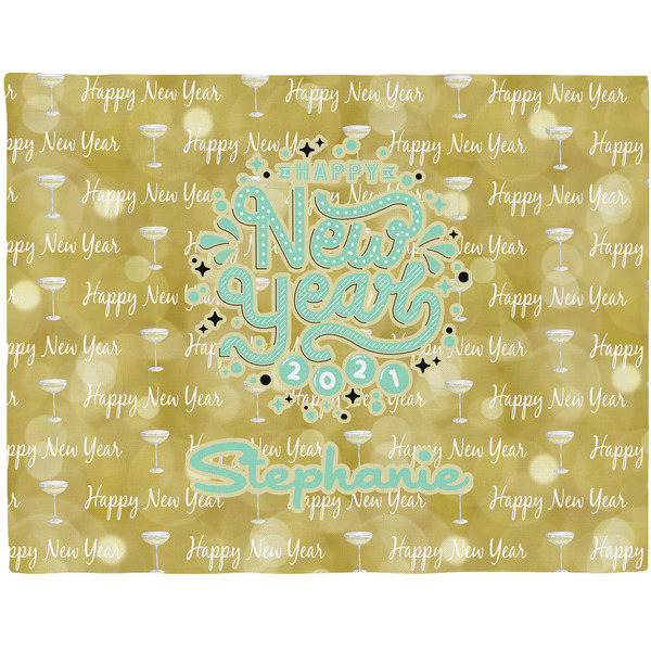 Custom Happy New Year Woven Fabric Placemat - Twill w/ Name or Text