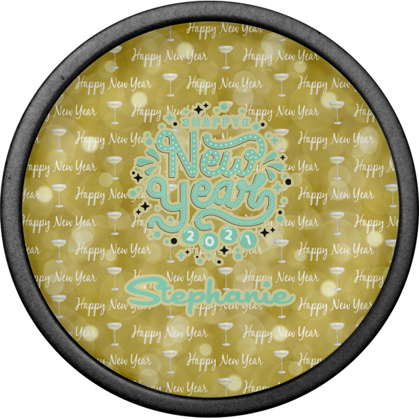 Happy New Year Cabinet Knob - Black - Front