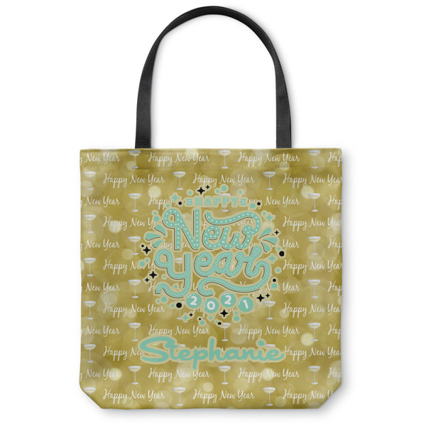Custom Happy New Year Canvas Tote Bag - Small - 13"x13" w/ Name or Text