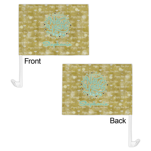 Happy New Year Car Flag - 11" x 8" - Front & Back View