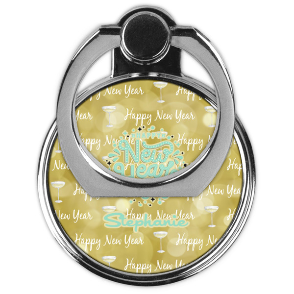 Happy New Year Cell Phone Ring Stand & Holder - Front (Collapsed)