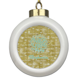 Happy New Year Ceramic Ball Ornament (Personalized)