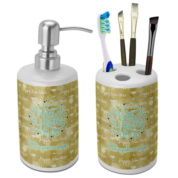 Custom Happy New Year Ceramic Bathroom Accessories Set (Personalized)