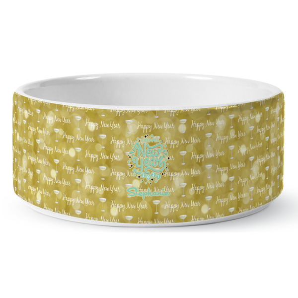 Happy New Year Ceramic Dog Bowl - Medium - Front