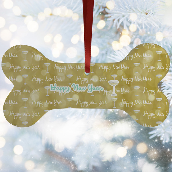 Custom Happy New Year Ceramic Dog Ornament w/ Name or Text