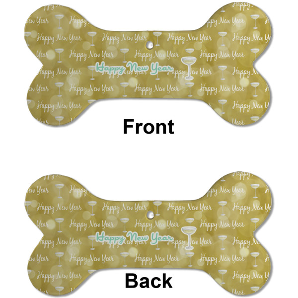 Happy New Year Ceramic Flat Ornament - Bone Front & Back (APPROVAL)