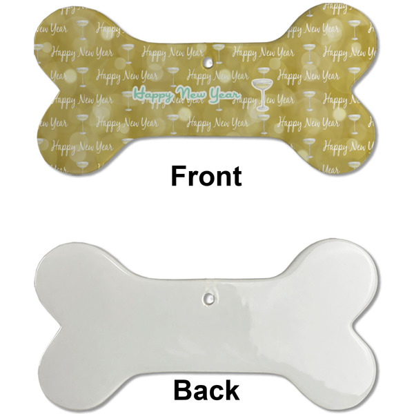 Happy New Year Ceramic Flat Ornament - Bone Front & Back Single Print (APPROVAL)