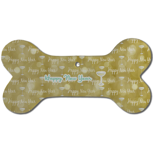 Happy New Year Ceramic Flat Ornament - Bone Front
