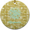 Happy New Year Ceramic Flat Ornament - Circle (Front)