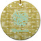 Happy New Year Round Ceramic Ornament w/ Name or Text