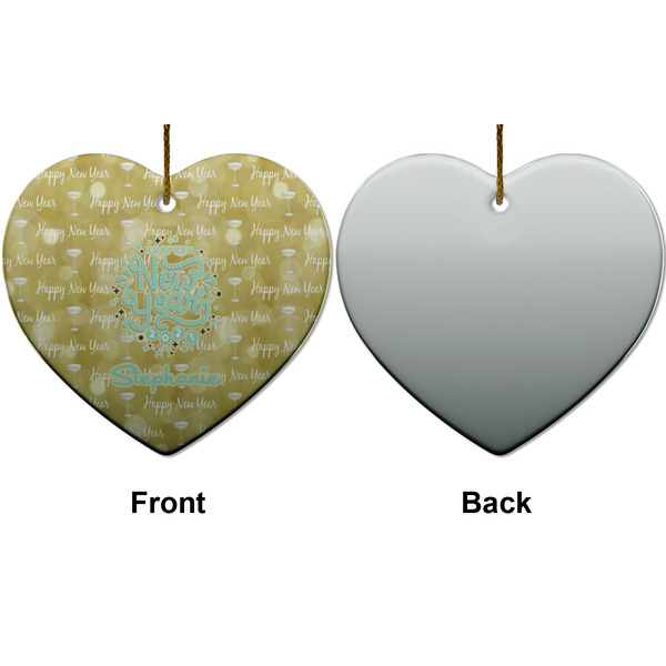 Happy New Year Ceramic Flat Ornament - Heart Front & Back (APPROVAL)