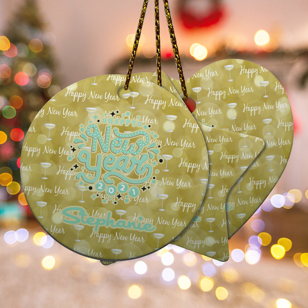 Custom Happy New Year Ceramic Ornament w/ Name or Text