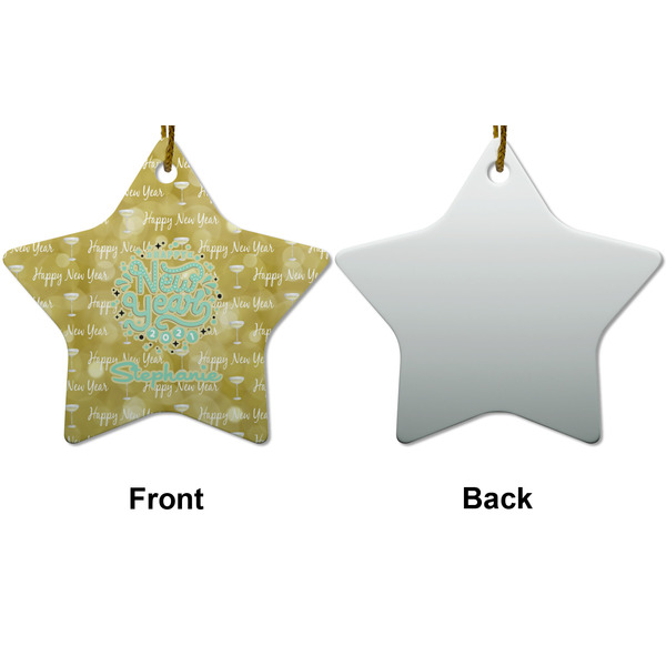 Happy New Year Ceramic Flat Ornament - Star Front & Back (APPROVAL)