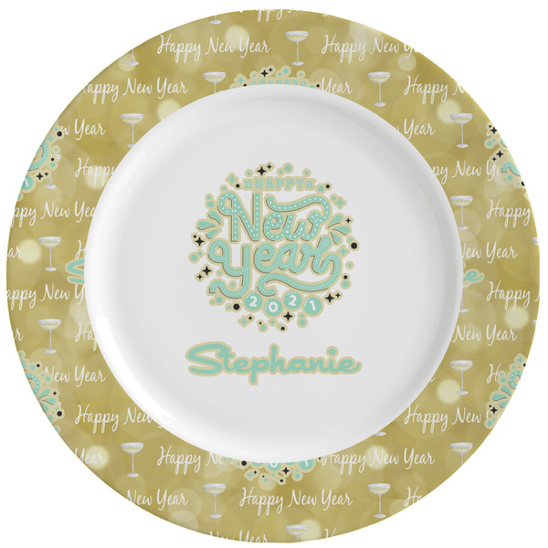 Custom Happy New Year Ceramic Dinner Plates (Set of 4) (Personalized)