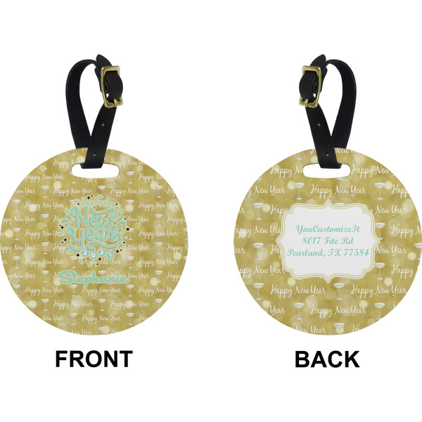 Happy New Year Circle Luggage Tag (Front + Back)