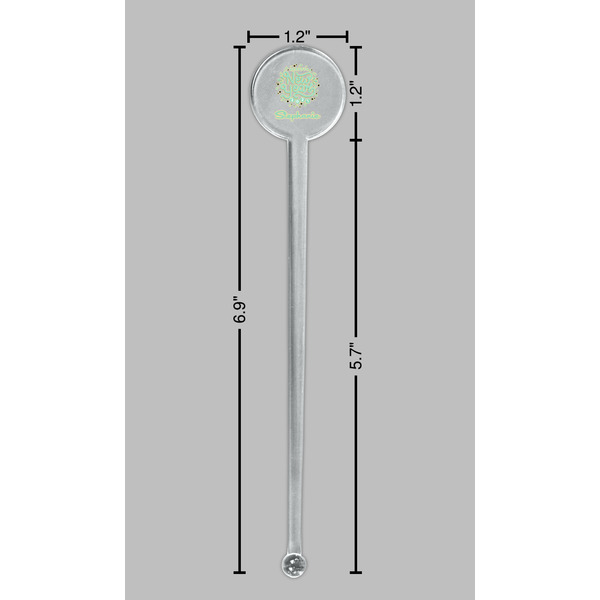 Happy New Year Clear Plastic 7" Stir Stick - Round - Dimensions
