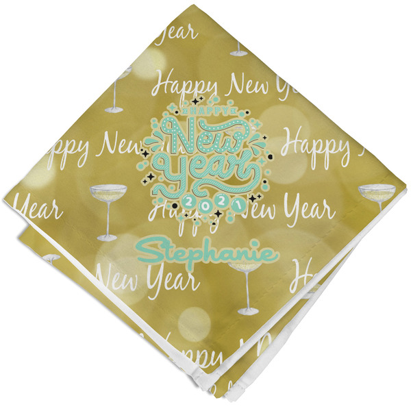 Custom Happy New Year Cloth Cocktail Napkin - Single w/ Name or Text