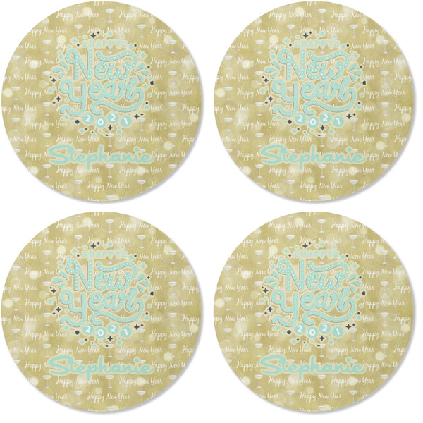 Happy New Year Coaster Round Rubber Back - Apvl