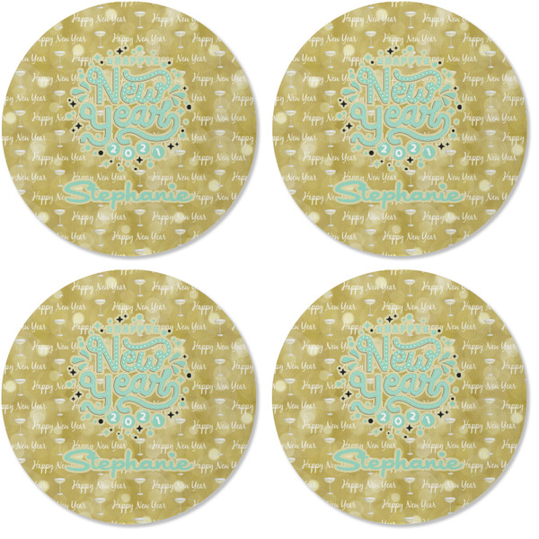 Happy New Year Coaster Round Rubber Back - Apvl