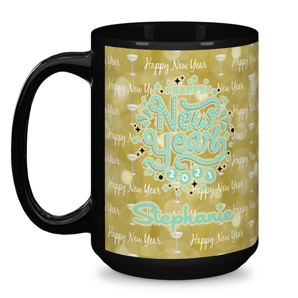 Happy New Year Coffee Mug - 15 oz - Black