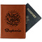 Happy New Year Cognac Leather Passport Holder With Passport - Main