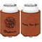 Happy New Year Cognac Leatherette Can Sleeve - Double Sided Front and Back