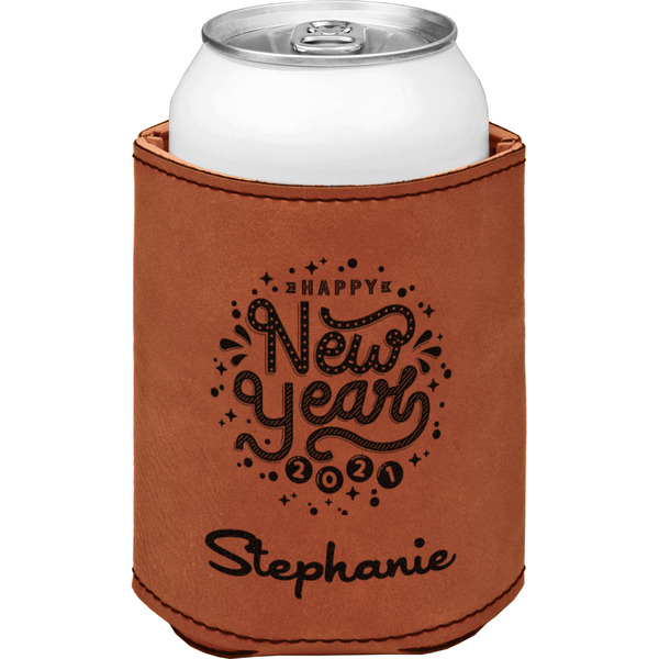 Custom Happy New Year Leatherette Can Sleeve - Double Sided (Personalized)