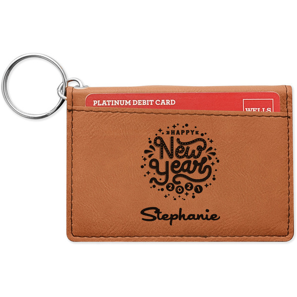 Custom Happy New Year Leatherette Keychain ID Holder - Double Sided (Personalized)