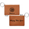 Happy New Year Cognac Leatherette Keychain ID Holders - Front and Back Apvl