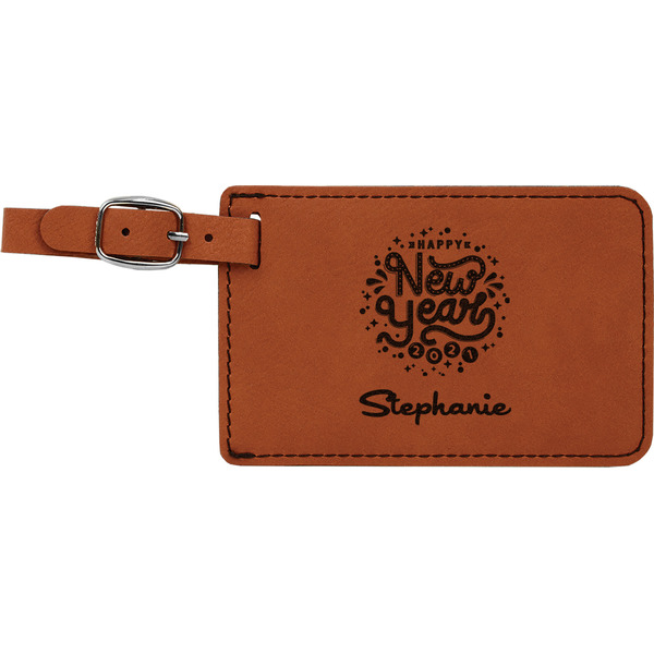 Custom Happy New Year Leatherette Luggage Tag (Personalized)