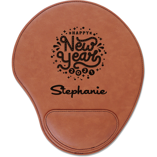Custom Happy New Year Leatherette Mouse Pad with Wrist Support (Personalized)