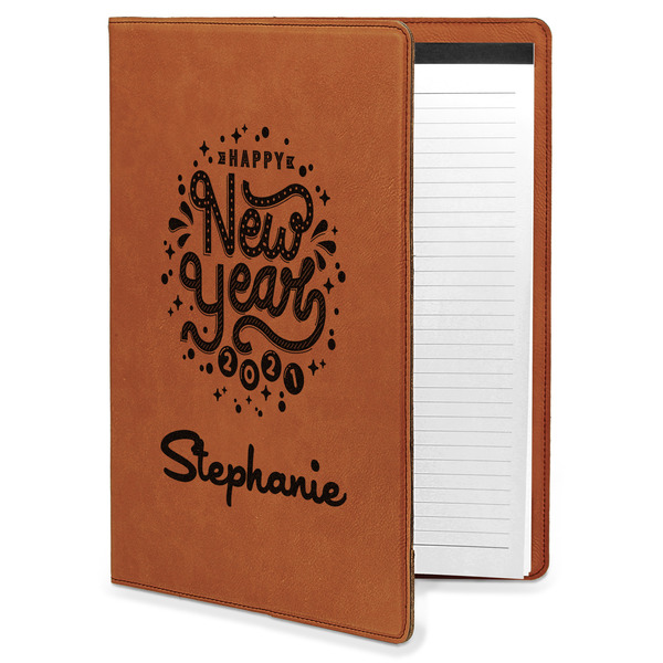Custom Happy New Year Leatherette Portfolio with Notepad - Large - Single Sided (Personalized)