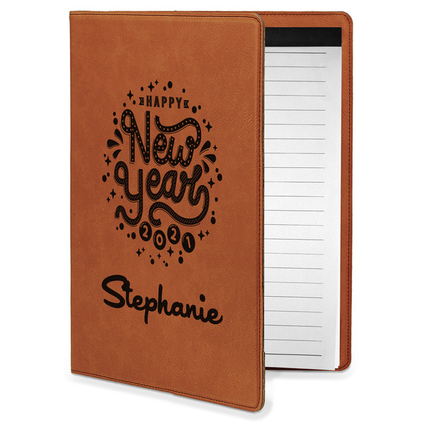 Custom Happy New Year Leatherette Portfolio with Notepad - Small - Double Sided (Personalized)