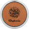 Happy New Year Cognac Leatherette Round Coasters w/ Silver Edge - Single