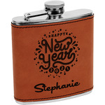 Happy New Year Leatherette Wrapped Stainless Steel Flask (Personalized)