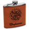 Happy New Year Cognac Leatherette Wrapped Stainless Steel Flask