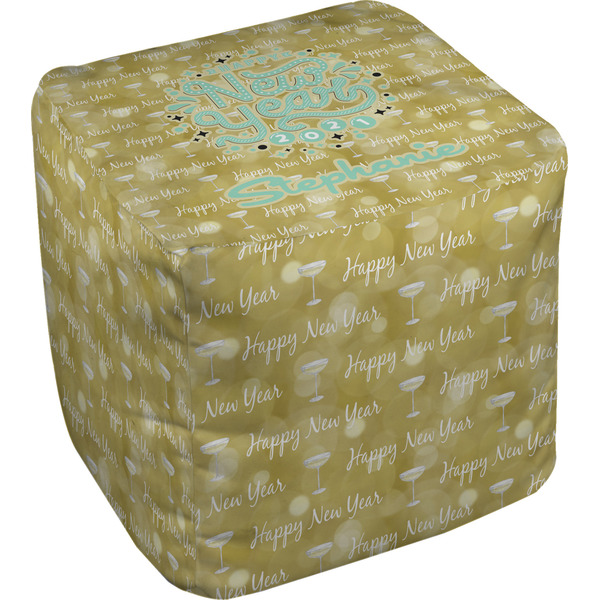 Custom Happy New Year Cube Pouf Ottoman - 13" w/ Name or Text
