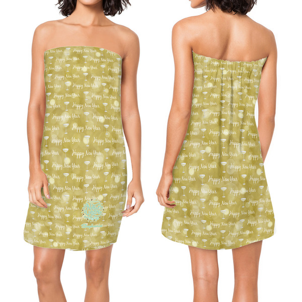 Happy New Year Custom Bath Wrap - Front & Back View