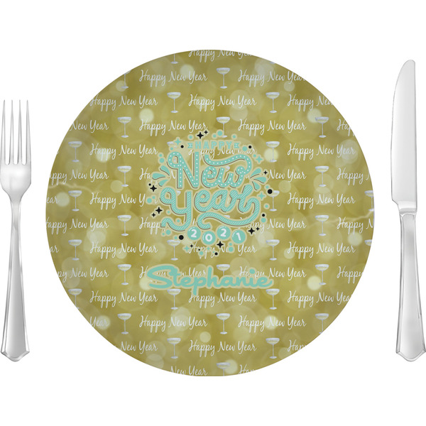 Custom Happy New Year 10" Glass Lunch / Dinner Plates - Single or Set (Personalized)