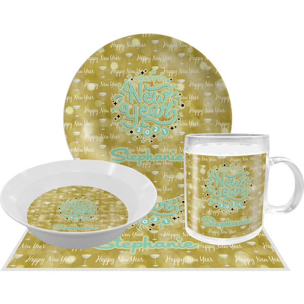 Custom Happy New Year Dinner Set - Single 4 Pc Setting w/ Name or Text