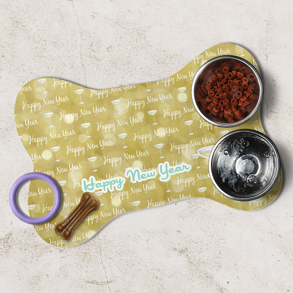 Happy New Year Dog Bone Shaped Mat Lifestyle