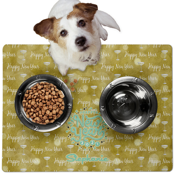 Happy New Year Dog Food Mat - Medium LIFESTYLE