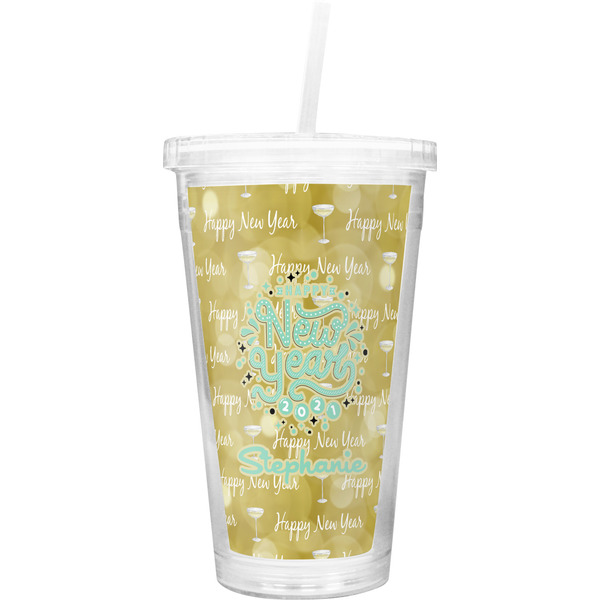 Custom Happy New Year Double Wall Tumbler with Straw (Personalized)
