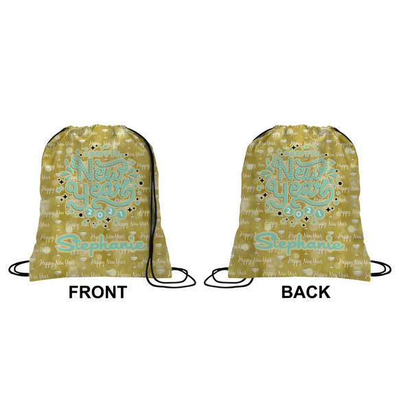 Happy New Year Drawstring Backpack Front & Back Medium