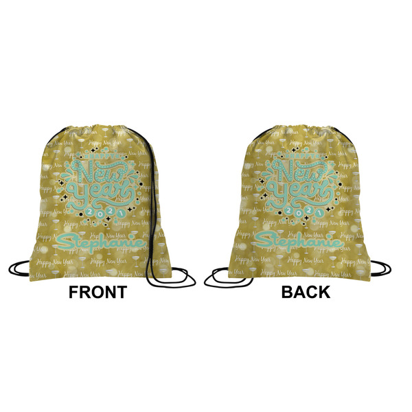 Happy New Year Drawstring Backpack Front & Back Small