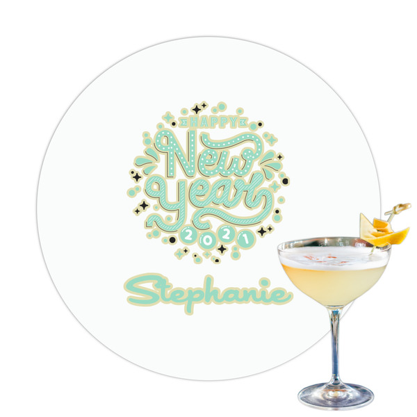 Custom Happy New Year Printed Drink Topper - 3.25" (Personalized)