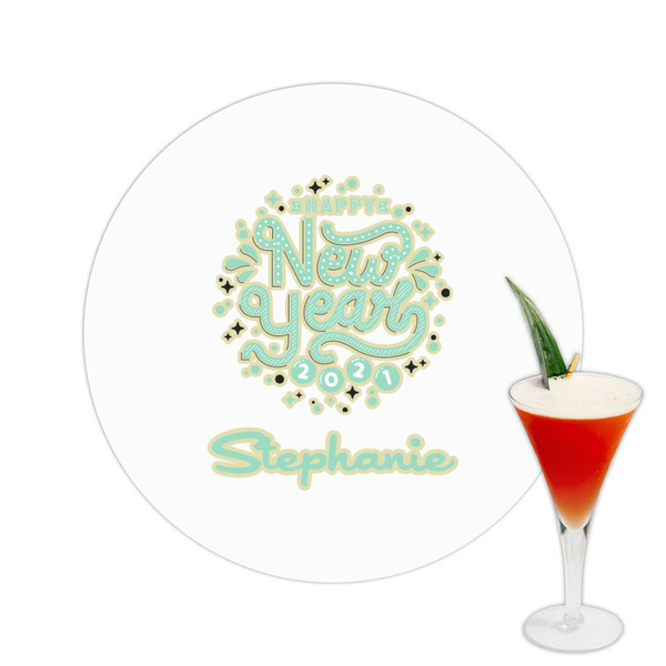 Custom Happy New Year Printed Drink Topper -  2.5" (Personalized)