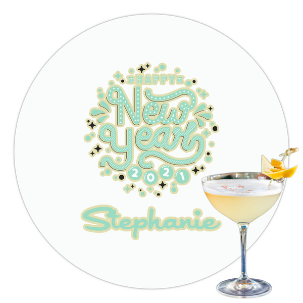 Custom Happy New Year Printed Drink Topper - 3.5" (Personalized)