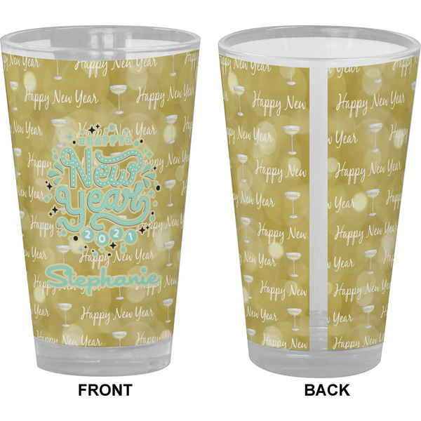 Happy New Year Pint Glass - Full Color - Front & Back Views