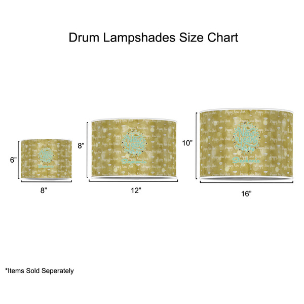 Happy New Year Drum Lampshades - Sizing Chart